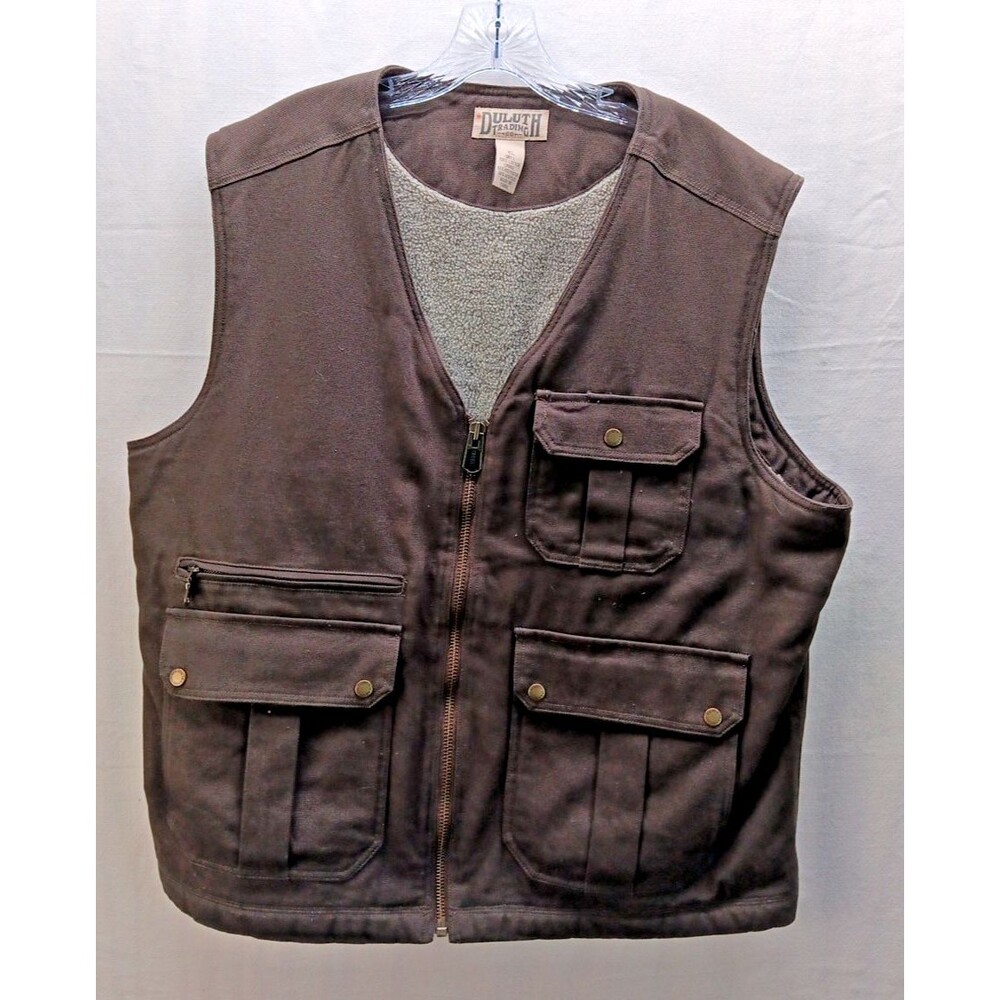 NEW Duluth Trading Co Sherpa Lined Canvas Vest Men’s 3XL Brown Workwear Zip